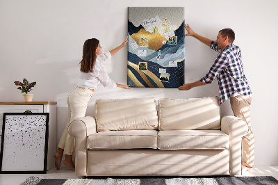 Memo cork board Golden mountains in a peaceful valley