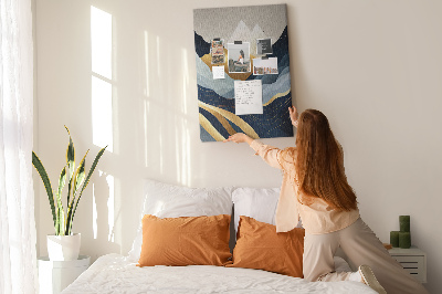 Memo cork board Golden mountains in a peaceful valley