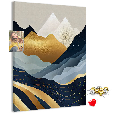 Memo cork board Golden mountains in a peaceful valley