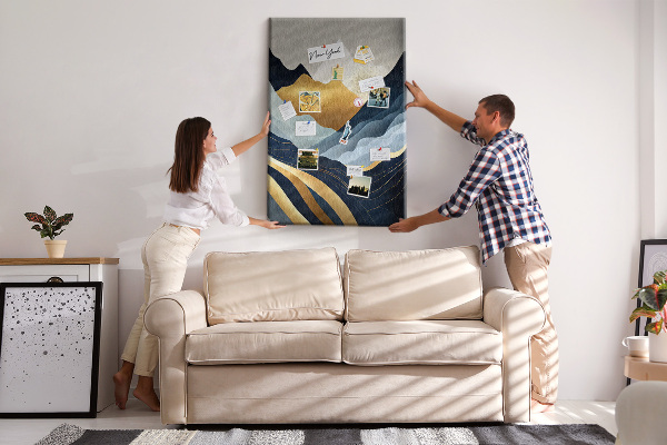 Memo cork board Golden mountains in a peaceful valley
