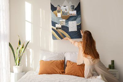 Memo cork board Golden mountains in a peaceful valley