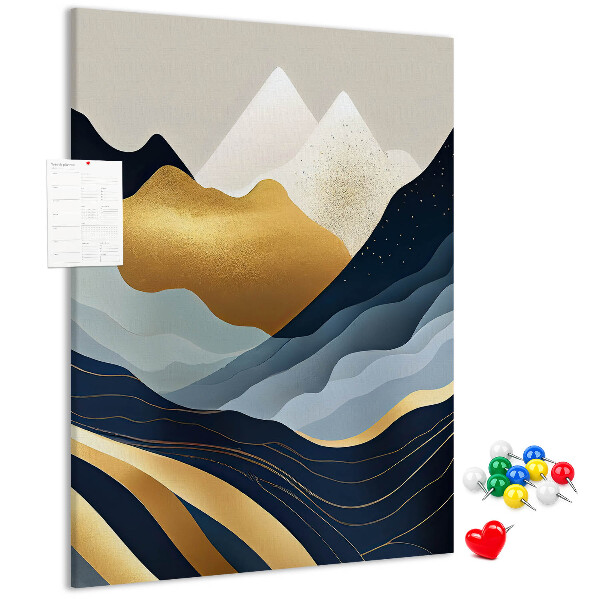 Memo cork board Golden mountains in a peaceful valley