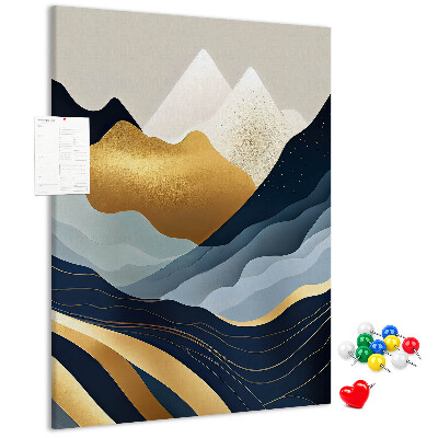 Memo cork board Golden mountains in a peaceful valley
