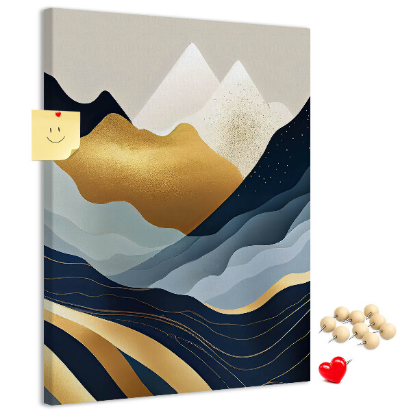 Memo cork board Golden mountains in a peaceful valley