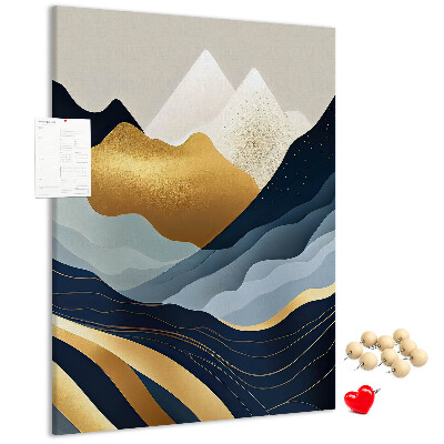 Memo cork board Golden mountains in a peaceful valley