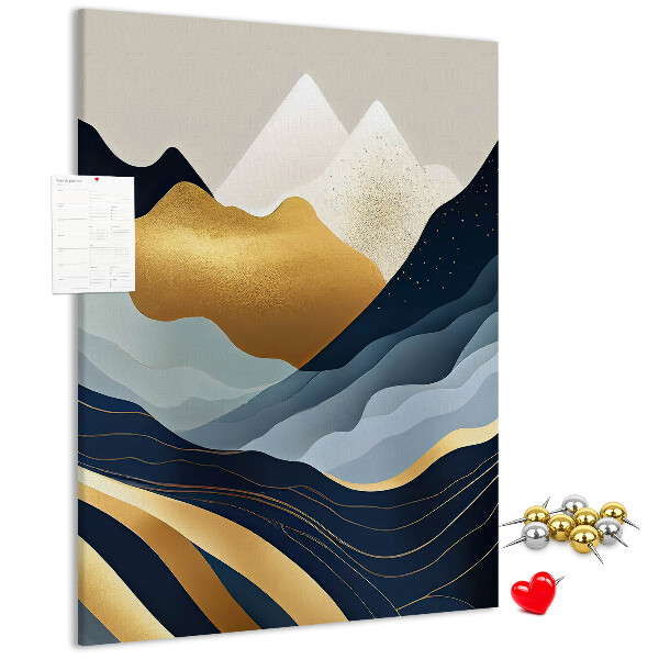 Memo cork board Golden mountains in a peaceful valley