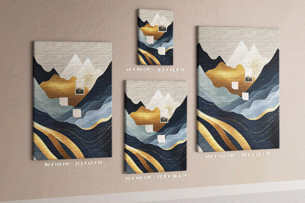 Memo cork board Golden mountains in a peaceful valley