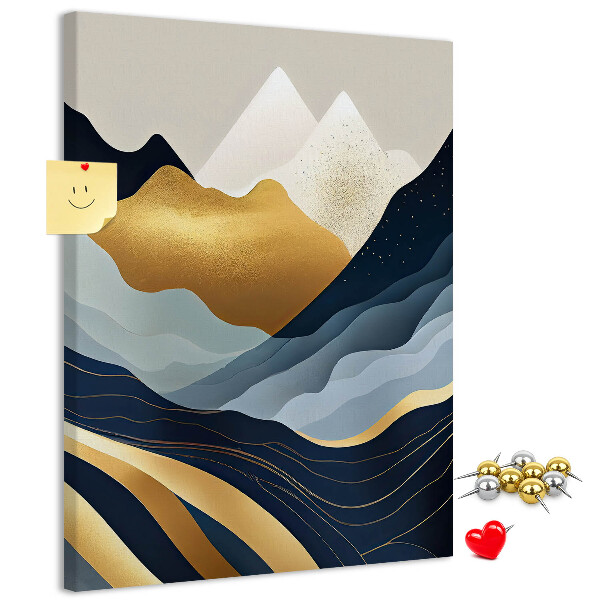 Memo cork board Golden mountains in a peaceful valley