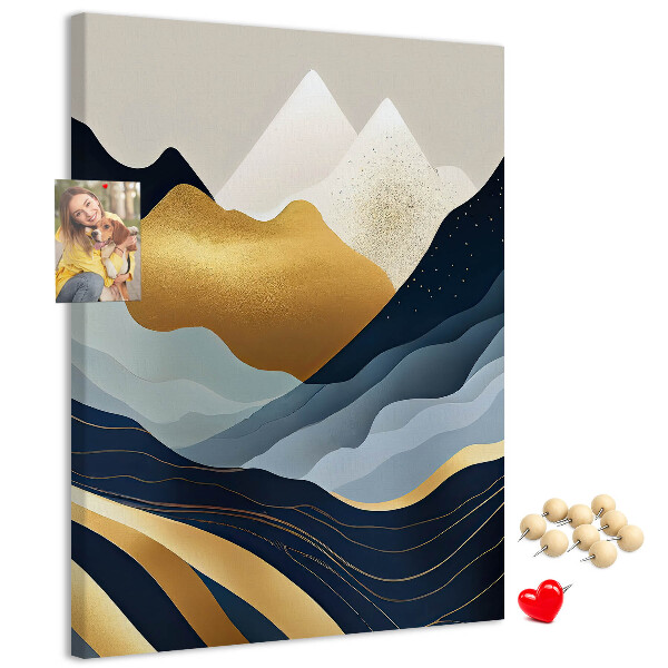 Memo cork board Golden mountains in a peaceful valley