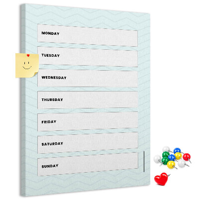 Wall cork memo board Weekly plan in a geometric pattern