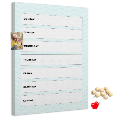 Wall cork memo board Weekly plan in a geometric pattern