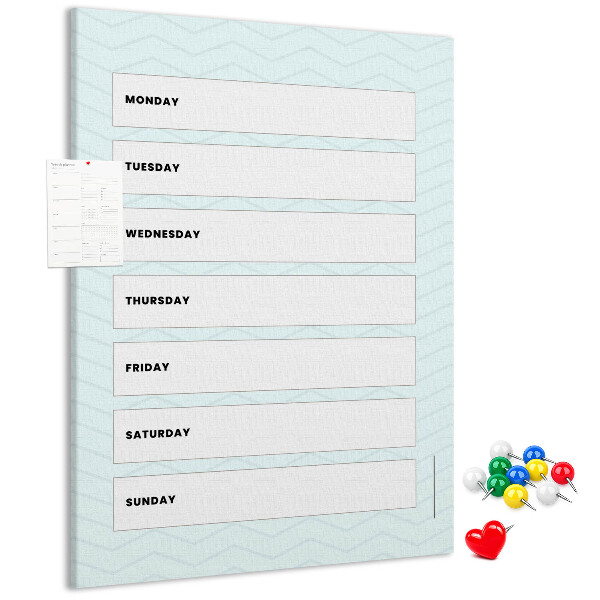Wall cork memo board Weekly plan in a geometric pattern