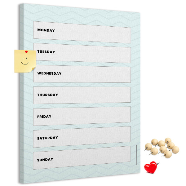 Wall cork memo board Weekly plan in a geometric pattern