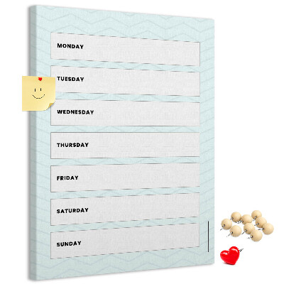 Wall cork memo board Weekly plan in a geometric pattern