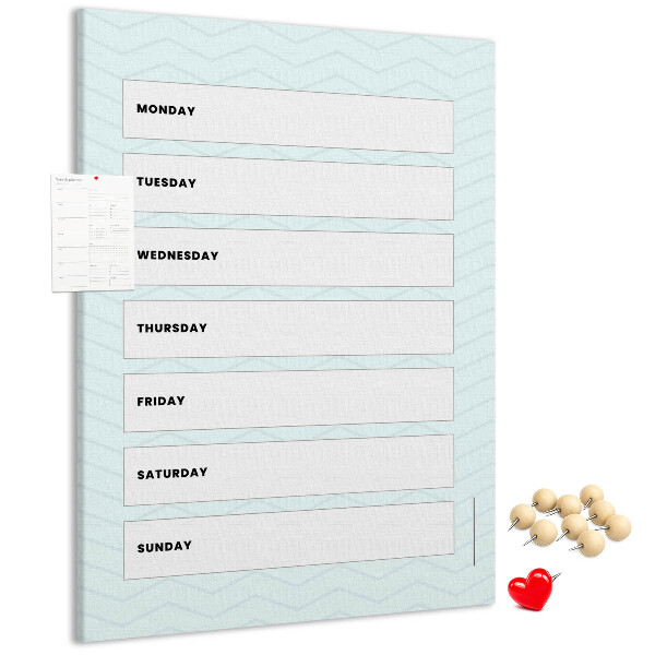 Wall cork memo board Weekly plan in a geometric pattern