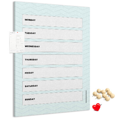 Wall cork memo board Weekly plan in a geometric pattern