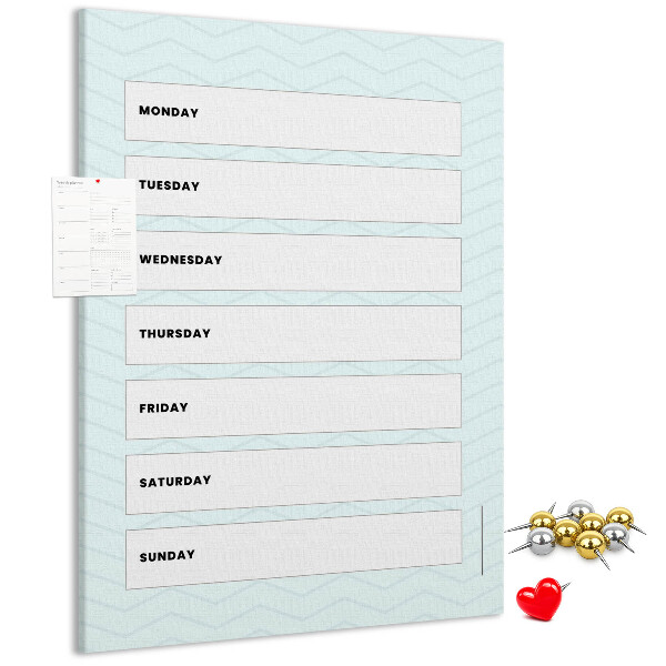 Wall cork memo board Weekly plan in a geometric pattern