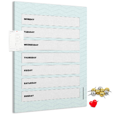 Wall cork memo board Weekly plan in a geometric pattern