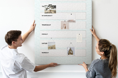 Wall cork memo board Weekly plan in a geometric pattern