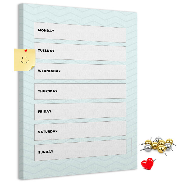Wall cork memo board Weekly plan in a geometric pattern