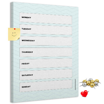 Wall cork memo board Weekly plan in a geometric pattern