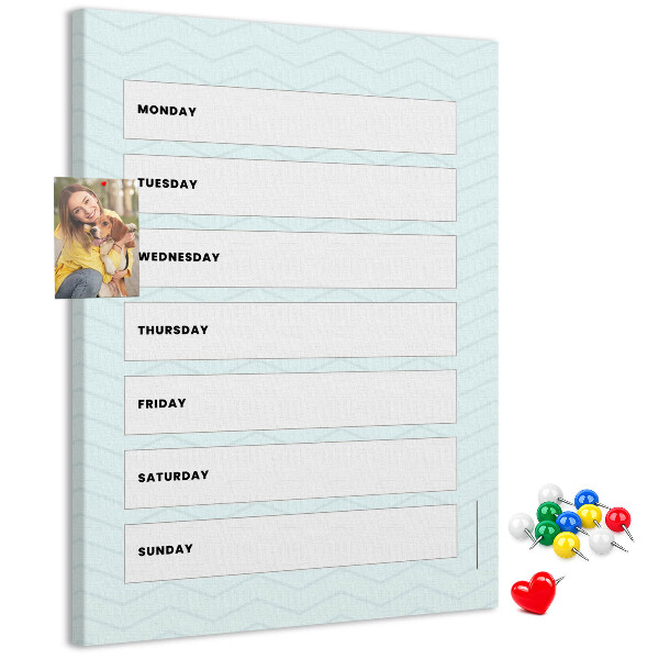 Wall cork memo board Weekly plan in a geometric pattern