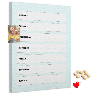 Wall cork memo board Weekly plan in a geometric pattern