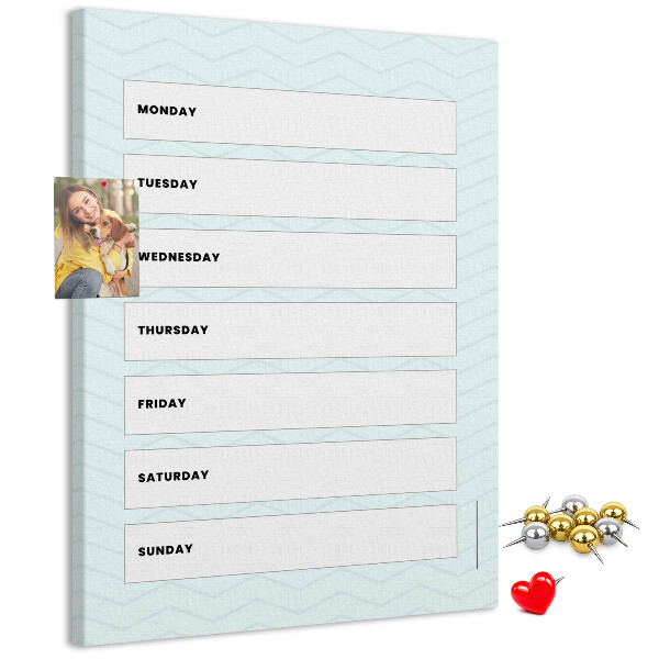 Wall cork memo board Weekly plan in a geometric pattern