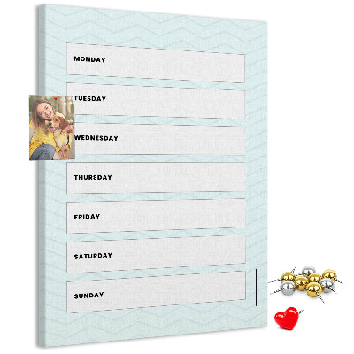 Wall cork memo board Weekly plan in a geometric pattern
