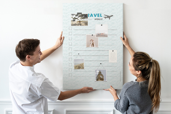 Memo cork board Pastel Colors Travel Wish List