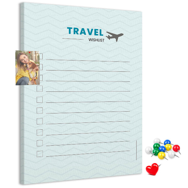 Memo cork board Pastel Colors Travel Wish List
