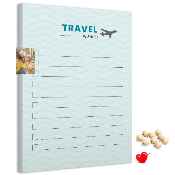 Memo cork board Pastel Colors Travel Wish List