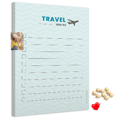 Memo cork board Pastel Colors Travel Wish List