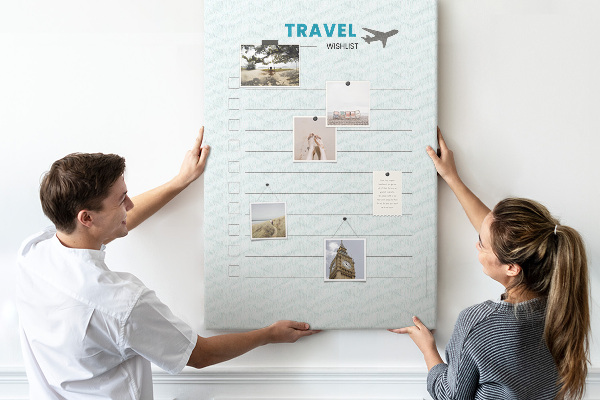 Memo cork board Pastel Colors Travel Wish List