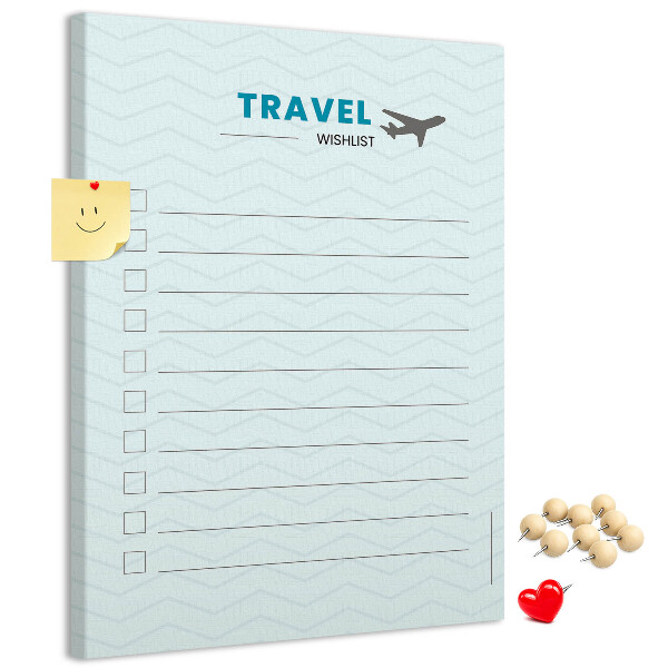 Memo cork board Pastel Colors Travel Wish List