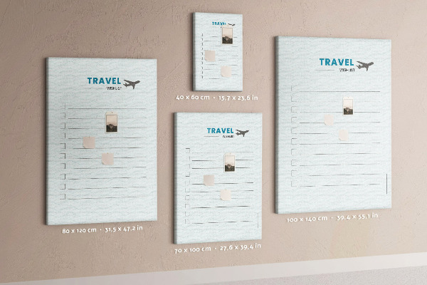 Memo cork board Pastel Colors Travel Wish List