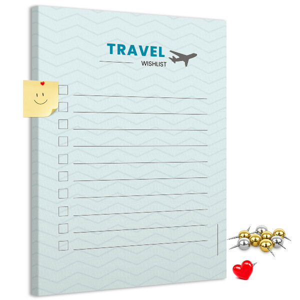 Memo cork board Pastel Colors Travel Wish List