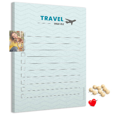 Memo cork board Pastel Colors Travel Wish List