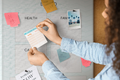 Cork notice board Vision board with four goal categories