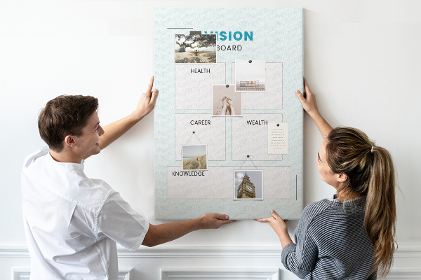 Cork notice board Vision board with four goal categories