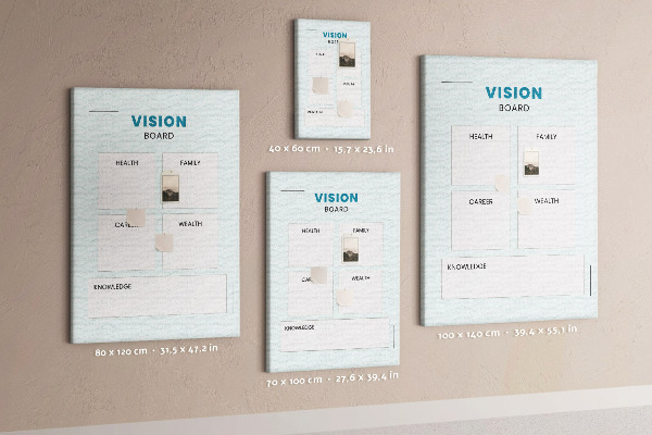 Cork notice board Vision board with four goal categories