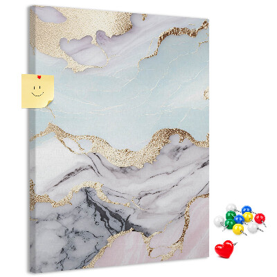 Wall cork memo board Elegant marble with gold accents