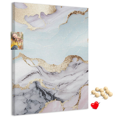 Wall cork memo board Elegant marble with gold accents