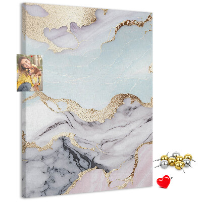 Wall cork memo board Elegant marble with gold accents