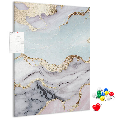Wall cork memo board Elegant marble with gold accents