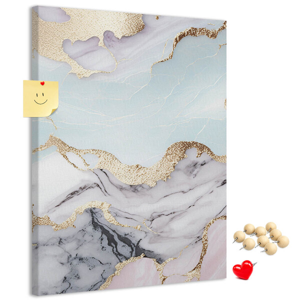 Wall cork memo board Elegant marble with gold accents