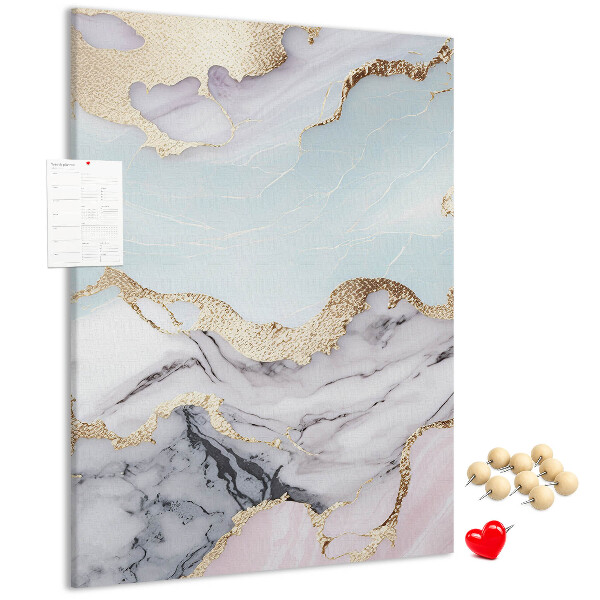 Wall cork memo board Elegant marble with gold accents