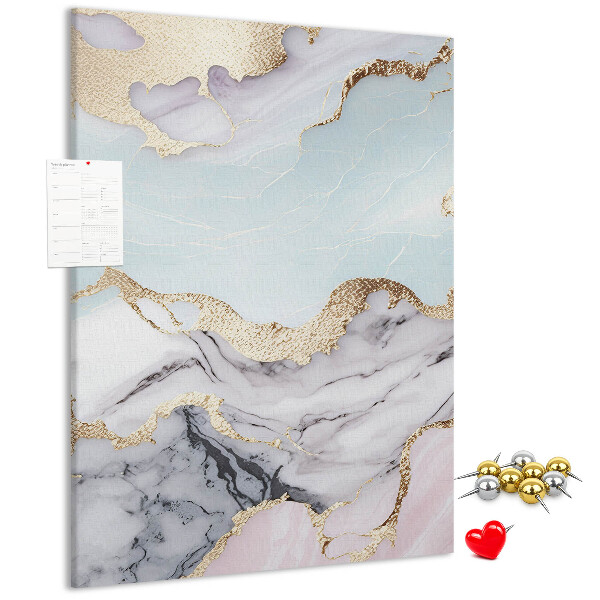 Wall cork memo board Elegant marble with gold accents
