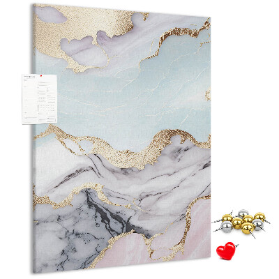 Wall cork memo board Elegant marble with gold accents