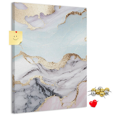 Wall cork memo board Elegant marble with gold accents